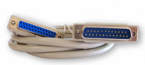 Male To Female DB25 25 Pin Parallel Port Cable Mach3 Cable - a coiled grey cable with one male and one female 25-pin D-sub connector.