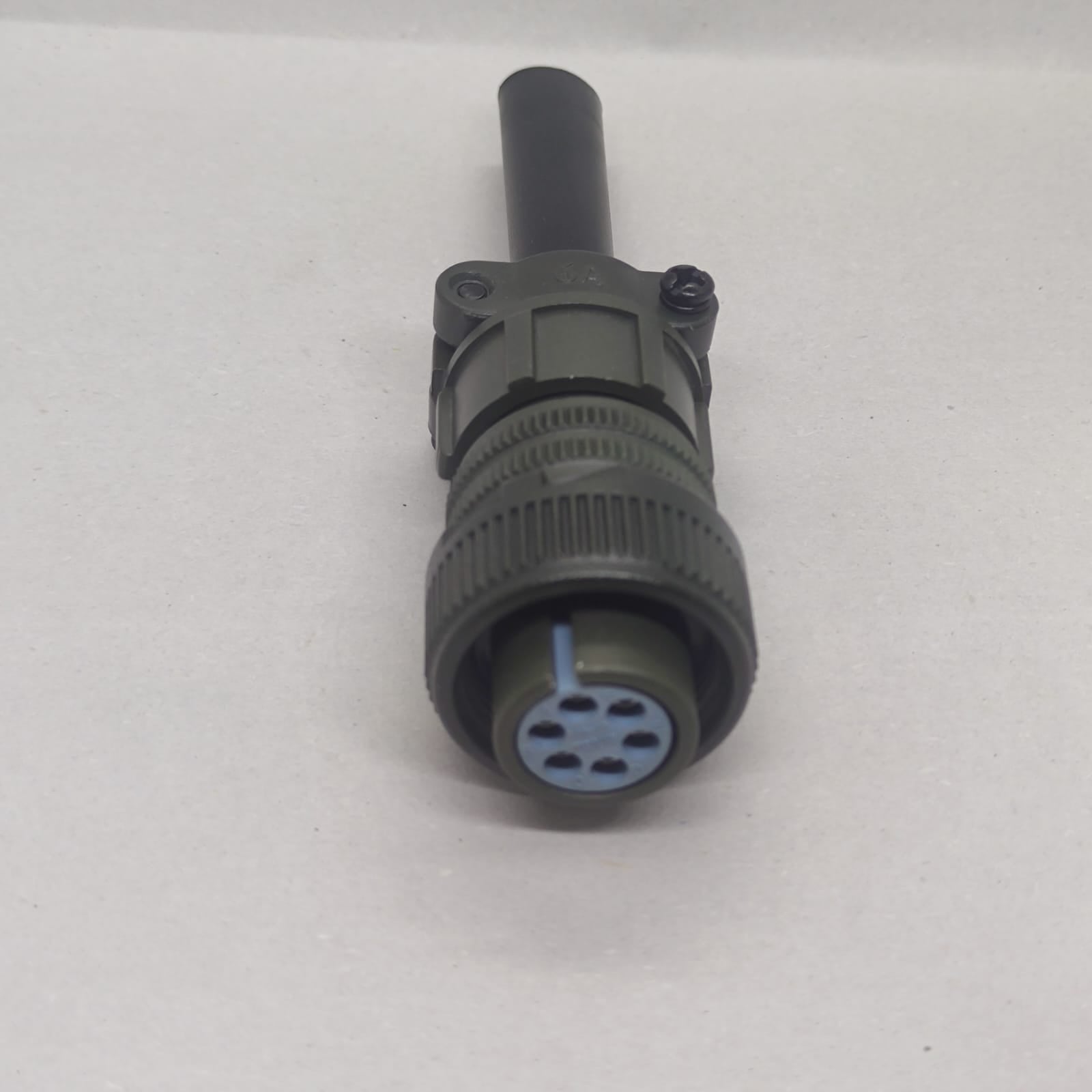 Maojwei IS09001 14S-6p Military Connector - an olive-drab circular cable connector with a six-pin blue insert, shown from the front-facing perspective.