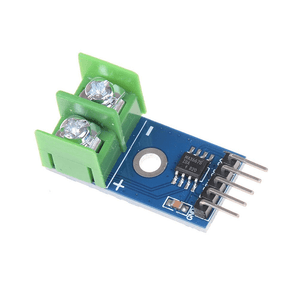MAX6675 k Type Thermocouple Temperature Sensor Converter For Arduino SPI Interface Module HW551 - a blue circuit board with a green two-terminal screw connector and five gold-plated pins for SPI interface.