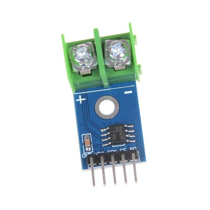 MAX6675 k Type Thermocouple Temperature Sensor Converter For Arduino SPI Interface Module HW551 - a blue circuit board with a green screw terminal, a black chip, and a five-pin header connector.