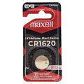 Maxell CR1620 3V Lithium Coin Battery - its original red and black retail blister packaging, showing the battery inside and safety warnings.