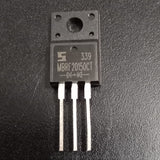 MBRF20150CT Dual Schottky Barrier Rectifier Diode - shown as a black, three-pin electronic component with text and a diode symbol printed on its face.