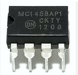 MC1458P 2 Channel 1 MHz Dual Operational Amplifier Breadboard Friendly DIP 8 15 - a black 8-pin DIP integrated circuit chip with silver metal pins, shown in a close-up view.