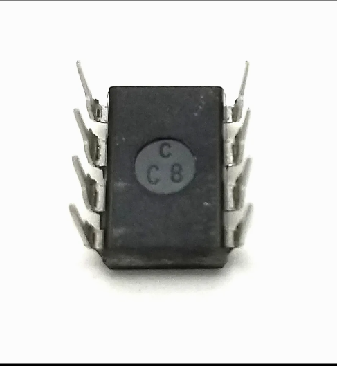 MC1458P 2 Channel 1 MHz Dual Operational Amplifier Breadboard Friendly DIP 8 15 - a black 8-pin DIP integrated circuit with the text "C C 8" printed on its top surface.