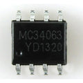MC34063A SOP8 MC34063 SOP MC34063ADR MC34063ADR2G SMD New - a black, rectangular surface-mount integrated circuit chip with eight metal pins, showing the text "MC34063" and "YD1320" on its face.