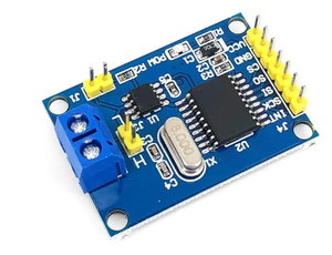 MCP2515 Can-bus Controller And Transceiver Module - a blue PCB, a two-pin screw terminal, an 8.000 MHz crystal oscillator, and header pins.