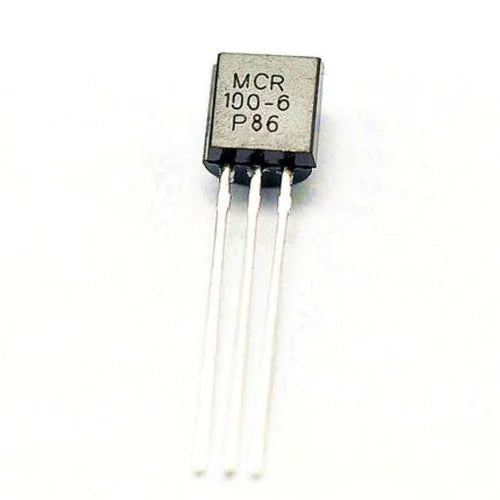 MCR100-6 SCR Thyristor 600V 0.8A - a small black three-pin electronic component with the text "MCR 100-6 P86" printed on its front face.