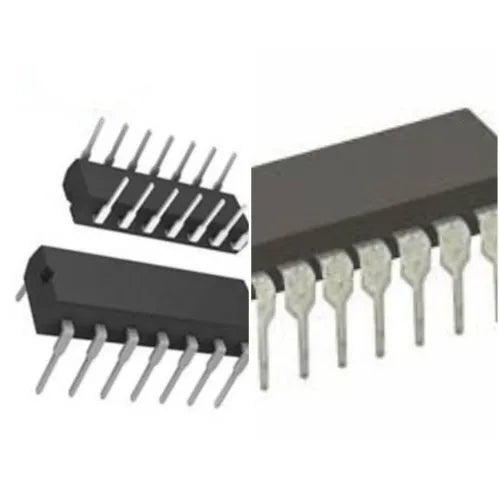 MDT10F676 8-bit Microcontroller - High Performance And Low Power - two black integrated circuit chips with metallic pins in a dual in-line package configuration.