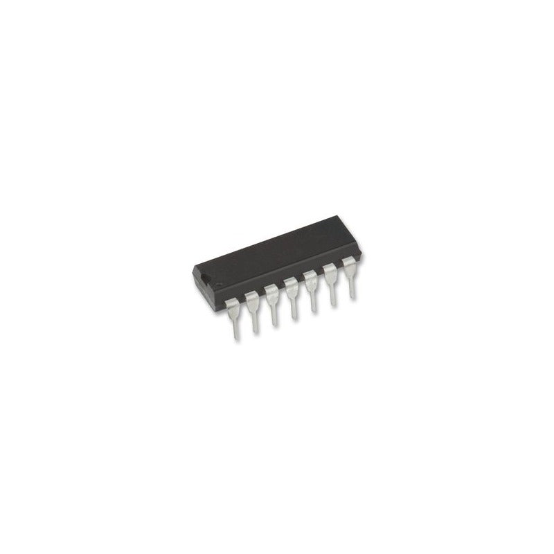 MDT10F684 8-bit Microcontroller – DIP-14, 2k Flash, 128B EEPROM, 64B RAM, 20MHz, ADC, PWM, Low-power MCU - a black, rectangular electronic component with 14 metallic pins arranged in two rows of seven.