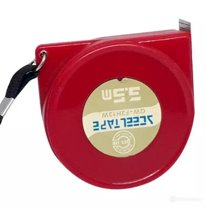 Measurement inch tape - a round, red retractable measuring tool featuring a label with the text 3.5m, GW-F3H13W, and SCEEL TAPE with a wrist strap.