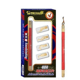 Mechanic 004 Glue Remover Cutting Blades Set For Phone PCB IC Chip - a red handle tool and four gold-coloured blades displayed inside their retail packaging box.