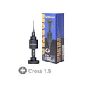 MECHANIC 1.2 MORTAR SCREWDRIVER (AIR) - black precision screwdriver with a stepped cylindrical handle and a thin tip, standing next to its blue and grey rectangular cardboard packaging labeled mortar max.