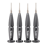 MECHANIC 1.5 SCREWDRIVER - four identical grey precision screwdrivers with textured grips, metal shafts, rounded bases, and a logo featuring a cartoon head above the text "CORN玉米".