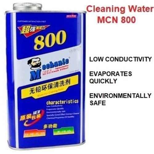 Mechanic 800 Water Lead Free Circuit Board Cleaner Liquid For Cleaning Panels - shown in a tall, rectangular blue and white metal can with a silver screw cap.