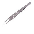MECHANIC AAS 14 TWEEZER - Tweezers - silver-toned stainless steel precision tweezers with a slender, pointed tip and three small circular indentations on each side of the handle.