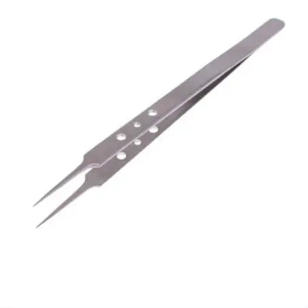 MECHANIC AAS 14 TWEEZER - Tweezers - silver-toned stainless steel precision tweezers with a slender, pointed tip and three small circular indentations on each side of the handle.
