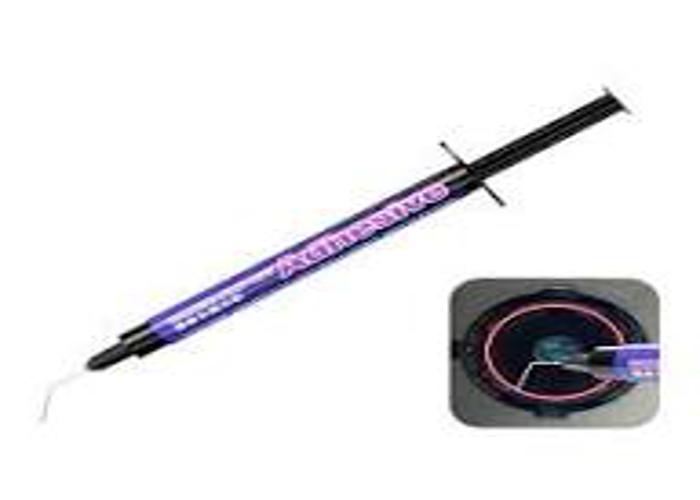 MECHANIC C90-UV CAMERA BLUE LIGHT ADHESIVE - purple syringe with a black plunger and tip, labeled "Adhesive" in large pink script, shown with an inset view of a circular component.