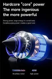 Mechanic DB10 Turbo Suction And Blowing Machine Price - a metallic fan motor with blue light effects and text listing 130000r/min and 40W power.