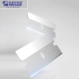 MECHANIC FR1 SCREEN REPAIR BLADE - two rectangular, silver, metallic utility blades with beveled edges and a central slot, positioned against a light background with a brand logo in the corner.