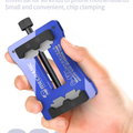 MECHANIC GFIX MOTHERBOARD FIXTURE - Repair Fixture - handheld blue rectangular metal motherboard clamp with black adjustable jaws and a knurled adjustment knob, branded with mechanic and g-fix logos.