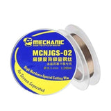Mechanic High Hardness LCD Display Touch Screen Separator Cutting Wire Line 0.04mm 200M Mcnjgs-02 - a spool of thin metallic wire with a blue circular label showing product details and specifications in text.