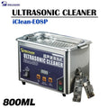 Mechanic iClean-E08P Ultrasonic Cleaner For Phones Motherboard Camera Glass Black Spot Cleaning Machine - with a stainless steel tank, digital display, power switch, three control buttons, and two phone motherboards.