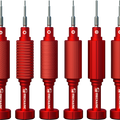MECHANIC iSHELL 3D MAX SCREWDRIVER SET - six red precision screwdrivers with metallic bits, each featuring a unique textured handle grip, a printed white brand logo, and a head type symbol.