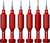 MECHANIC iSHELL 3D MAX SCREWDRIVER SET - six red precision screwdrivers with metallic bits, each featuring a unique textured handle grip, a printed white brand logo, and a head type symbol.