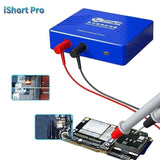 Mechanic Ishort Pro Multi-functional Short Killer Circuit Detector Shortkiller Device Tester - a blue rectangular device with red and black probes connected to a circuit board in this close-up product view.