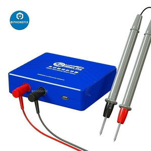 Mechanic Ishort Pro Multi-functional Short Killer Circuit Detector Shortkiller Device Tester - a blue rectangular short killer device with red and black probe cables, a micro-USB port, and two handheld metal probes.