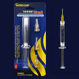 Mechanic ISM3 Low Temperature 138C Solder Tin Ppd Paste - shown in its retail packaging with a syringe applicator and three separate metal needle tips.