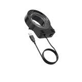 MECHANIC L144 MICROSCOPE RING LIGHT - black circular led ring light with a rectangular base, featuring a side power switch, side vents, and a black USB-A cable extending from the unit.