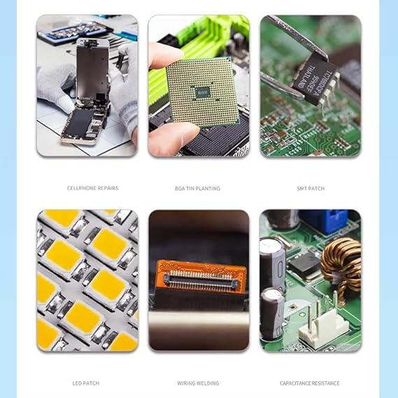 Mechanic LW50 Solder Paste 138°c Low Temp 50G - various electronics repair tasks like soldering, chip handling, and wiring.