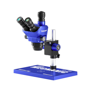 Mechanic MC D80T 8X-80X trinocular stereo zoom microscope on boom stand