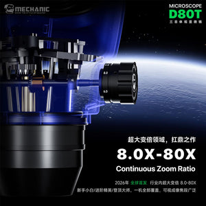 MC D80T microscope 8.0X to 80X continuous zoom lens mechanism