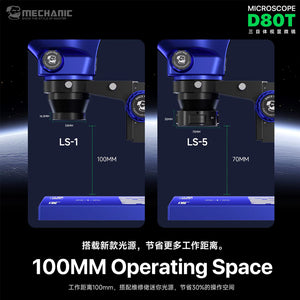MC D80T microscope LS-1 and LS-5 LED ring light 100mm working distance