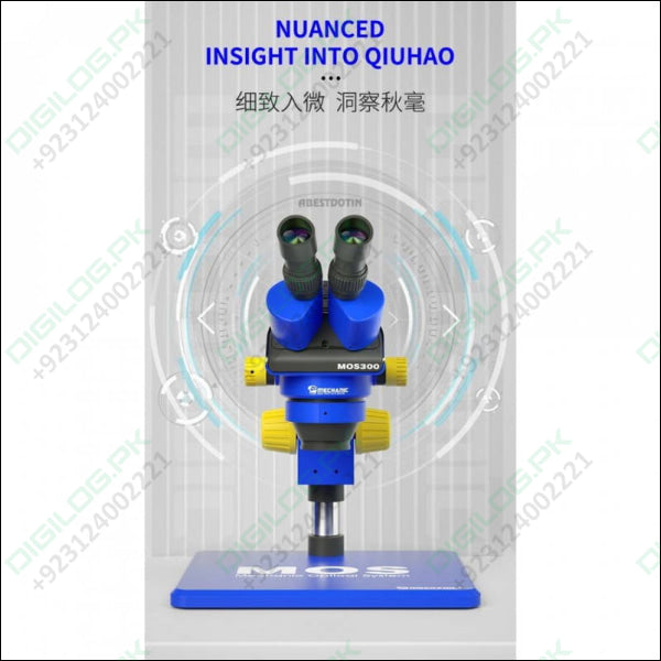 Mechanic Mos 300 Stereo Trinocular Microscope 6-45x with B11 Big Base