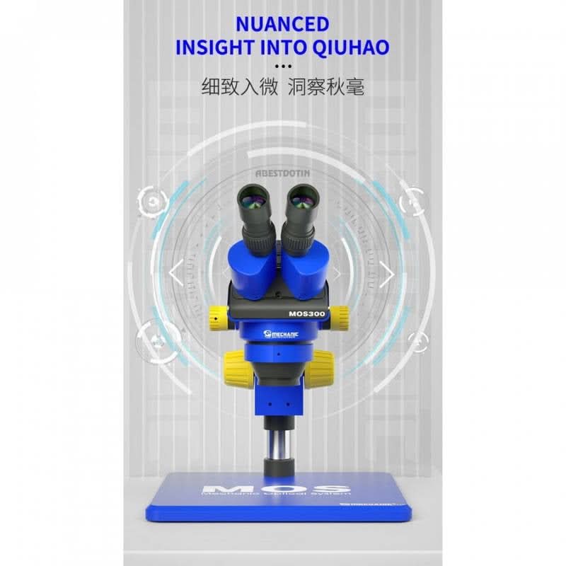 Mechanic Mos 300 Stereo Trinocular Microscope 6-45x with B11 Big Base