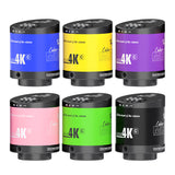 MECHANIC MOS 4K HDMI CAMERA - Microscope Camera - six cylindrical camera lenses in blue, yellow, purple, pink, green, and black, featuring top-mounted buttons and branded text including "4K" and "Color MOS".