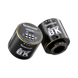 MECHANIC MOS 8K MICROSCOPE CAMERA - two cylindrical black metal camera components with gold-toned rims, featuring white text "MECHANIC" and "SUPER HD 8K", control buttons, and a memory card slot.