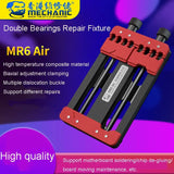 MECHANIC MR6 AIR DOUBLE BEARINGS VERSATILE FIXTURE - Repair Fixture - rectangular repair fixture with a black metal frame, red clamping components, two adjustment knobs at the top, and a central label with branding text.