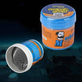 Mechanic Soldering Flux Paste 42gram Soldering Tin V5B45 Solder Welding Cream - two containers of grey soldering paste, one with a blue lid and orange label and one open to reveal the contents.