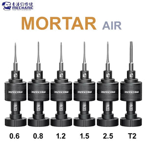 MECHANIC STAR 0.8 SCREWDRIVER - set of six black precision screwdrivers with knurled handles, each featuring a metallic tip and a base labeled with numeric sizes or codes.