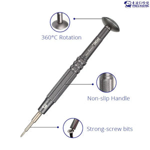 MECHANIC STAR 0.8 SCREWDRIVER (iMini) - grey precision screwdriver with a knurled non-slip handle and a flat rotating cap, marked with the text "mechanic iMini".
