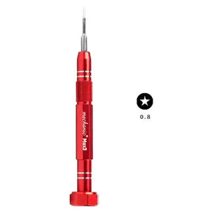 MECHANIC STAR 0.8 SCREWDRIVER (MAX3) - red precision screwdriver with a metal handle labeled "mechanic Max3", featuring a star-shaped bit icon and the number 0.8 to the right.
