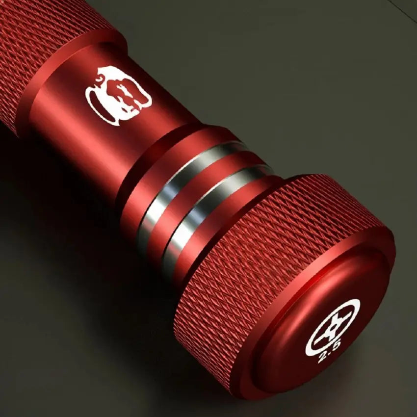 MECHANIC STAR 0.8 SCREWDRIVER (MAX3) - cylindrical red metal tool handle with knurled grips, two silver accent rings, a white logo on the side, and a circular head marked with a white icon and "2.5".