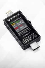 Mechanic T-824 Charging Port Pin Tester Current Power Check Type-C 8 Pin Phones - a black rectangular device with a digital display showing data, a USB-C connector, and a top-mounted port.