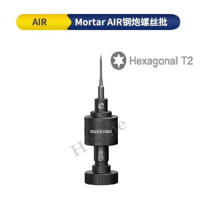 MECHANIC T2 MORTAR SCREWDRIVER (AIR) - black hexagonal T2 precision screwdriver with a knurled grip, featuring the "MECHANIC" brand label printed on the handle.