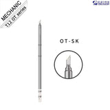 MECHANIC TIP OT SK - Soldering Iron Tip - slender silver metal soldering iron tip with a knife-shaped head, marked with the text OT-SK next to a zoomed-in circular view of the tip.