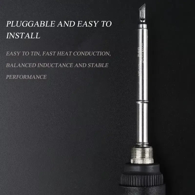 MECHANIC TIP OT SK - Soldering Iron Tip - silver-colored metal soldering iron tip with a chiseled end, featuring a threaded base and black handle against a dark background with white promotional text.